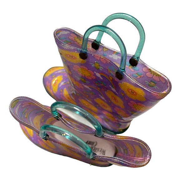 Western chief girls floral rainbow rain boots light up size 12 - Picture 3 of 9